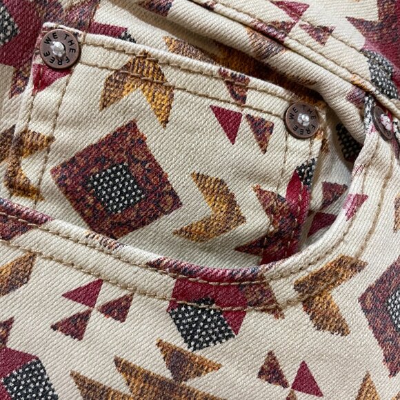 Free People "We The Free" Aztec Print High Rise Raw Hem Jeans 27 - Picture 7 of 13